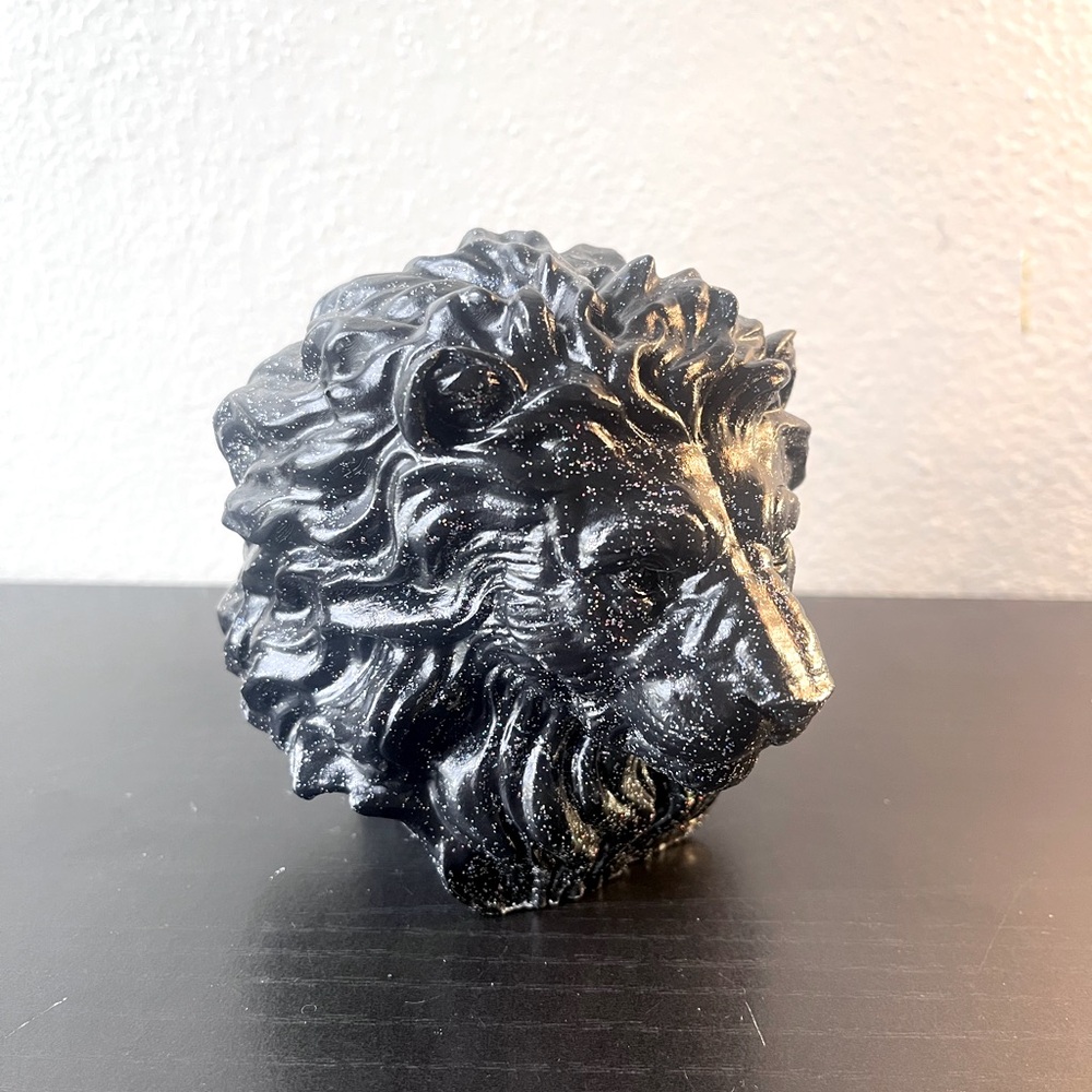 Black Lion Head Sculpture
